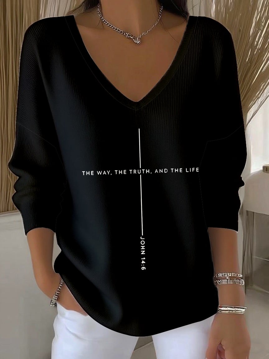 Women's Faith Printed Casual Knit Top