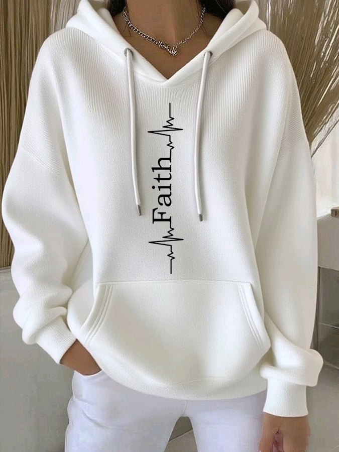 Women's Casual Retro Contrast Color Block Faith Hoodie