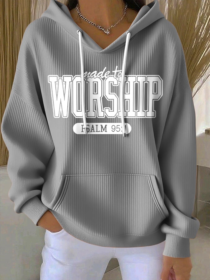 Women's Casual Print Long Sleeve Hooded Sweatshirt