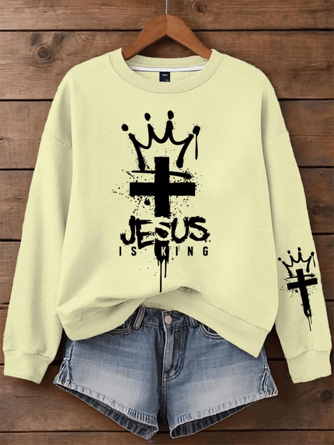 Women's Jesus Is King Faith Print Sweatshirt
