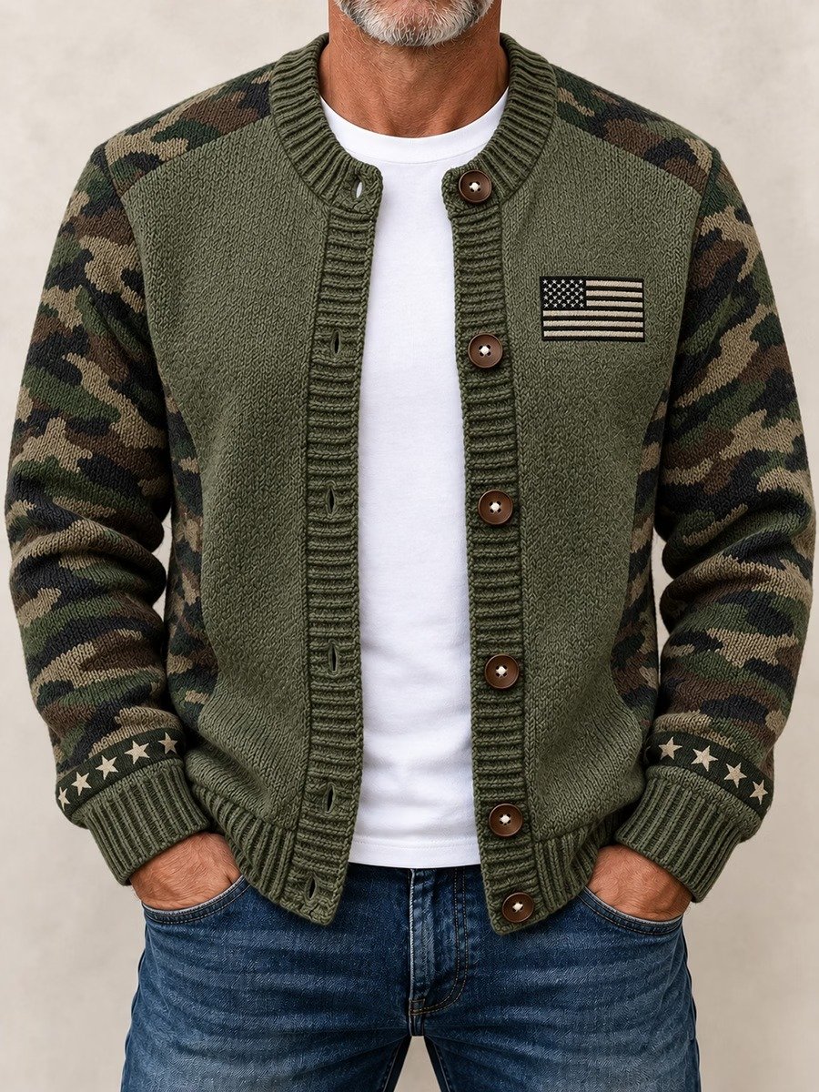 Men's DD-214 Print Knit Cardigan