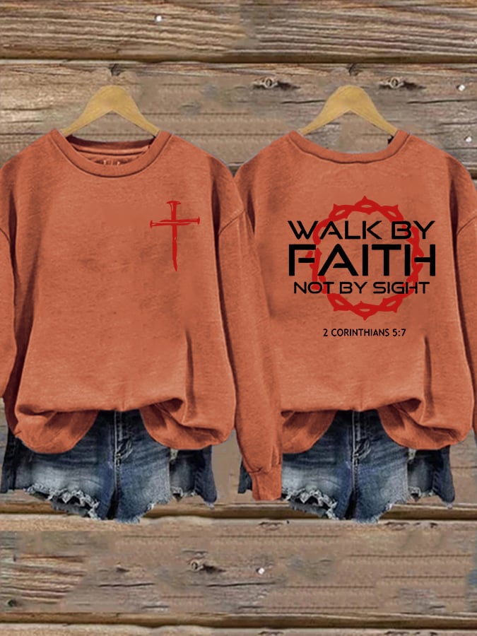 Women'S Casual Faith Print Sweatshirt