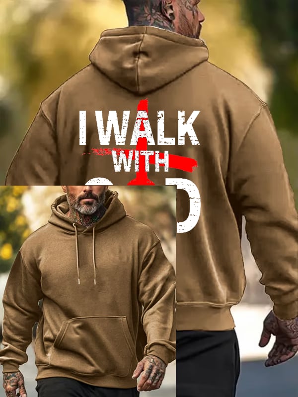 Men's Faith Print Long Sleeve Hooded Sweatshirt