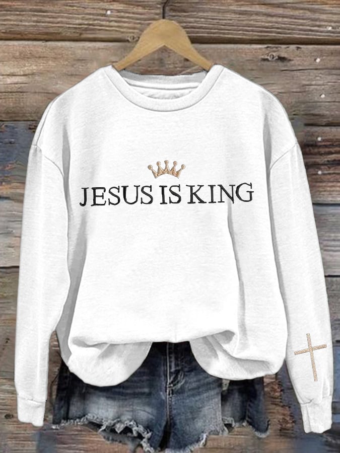 Women'S Casual Faith Print Sweatshirt
