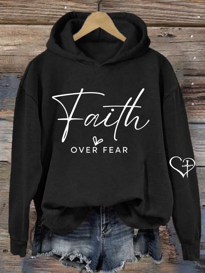 Women's Casual Faith Overcomes Fear Hoodie