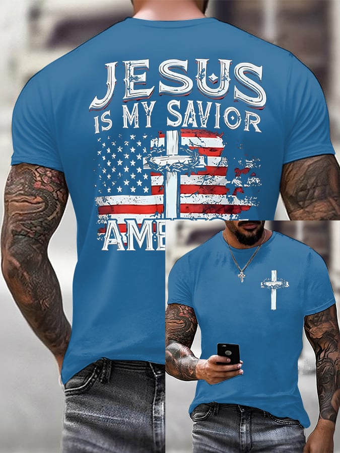 Men'S Casual Faith Jesus Is My Savior Short-Sleeved T-Shirt