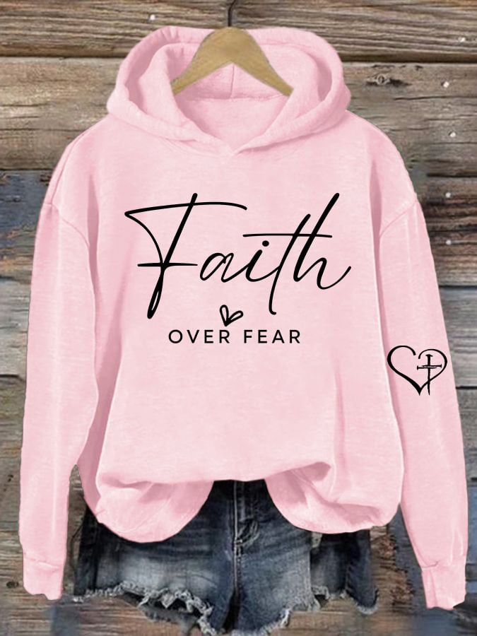 Women's Casual Faith Overcomes Fear Hoodie