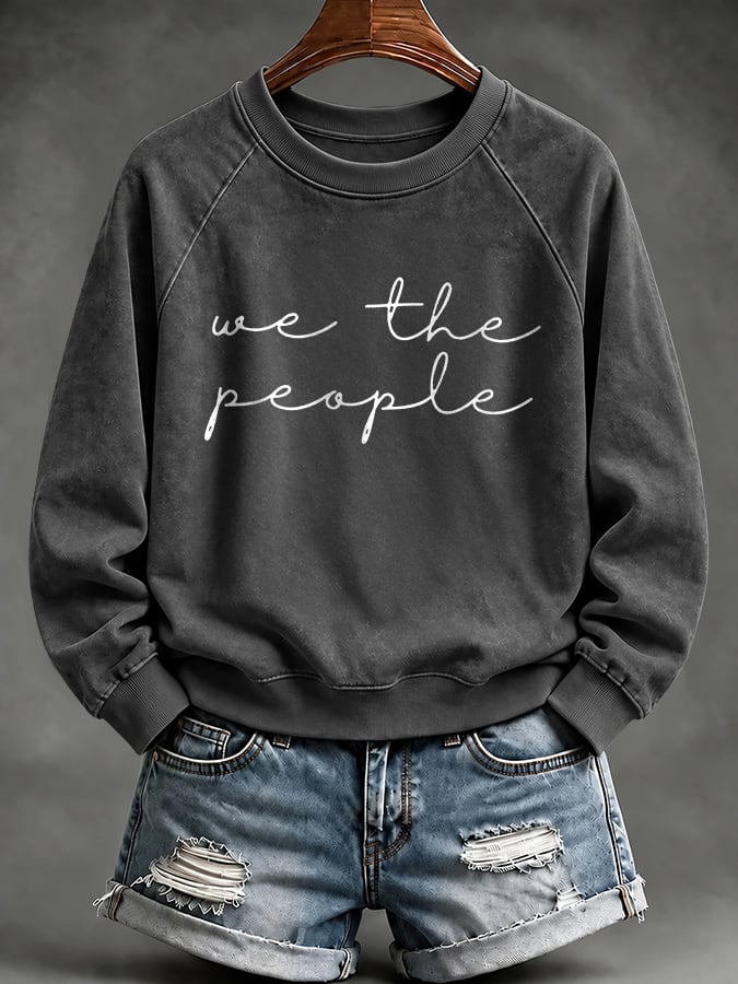Retro We The People No Kings Print Sweatshirt