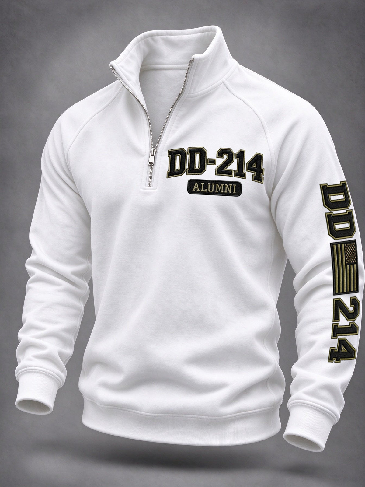 Men's Veteran Pride Dd-214 Printed Casual Zip-Up Sweatshirt