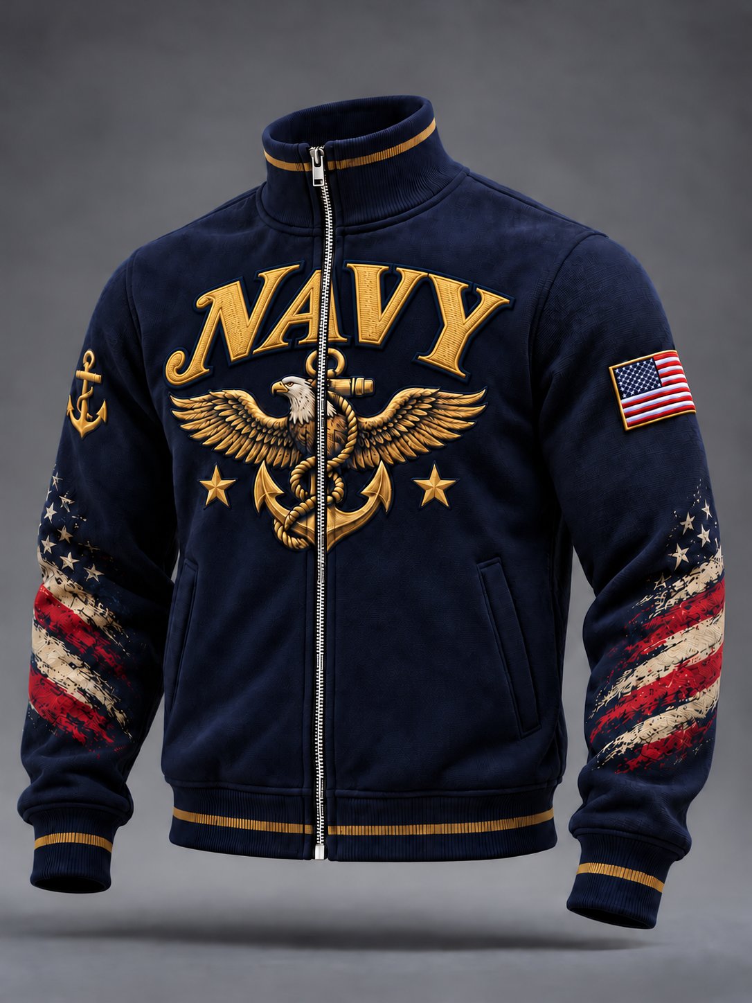 Men's U.S. Veterans Printed Zip-Up Jacket