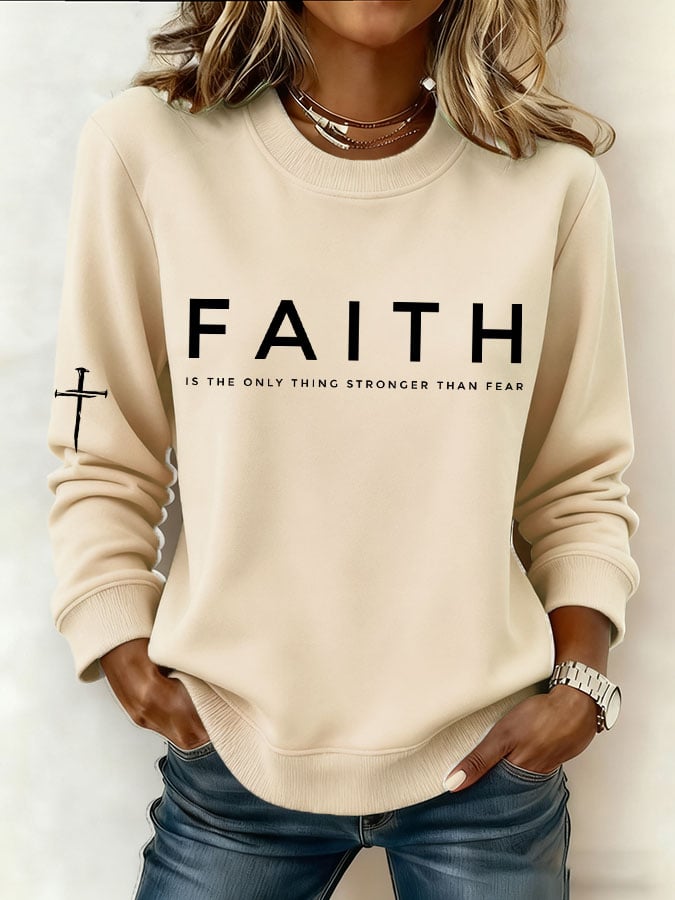 Women'S Faith Cross Print Sweatshirt