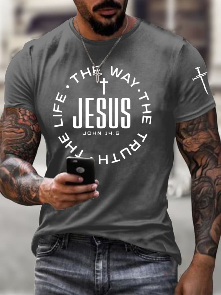 Men's Jesus The Way The Truth The Life Printed Casual T-Shirt