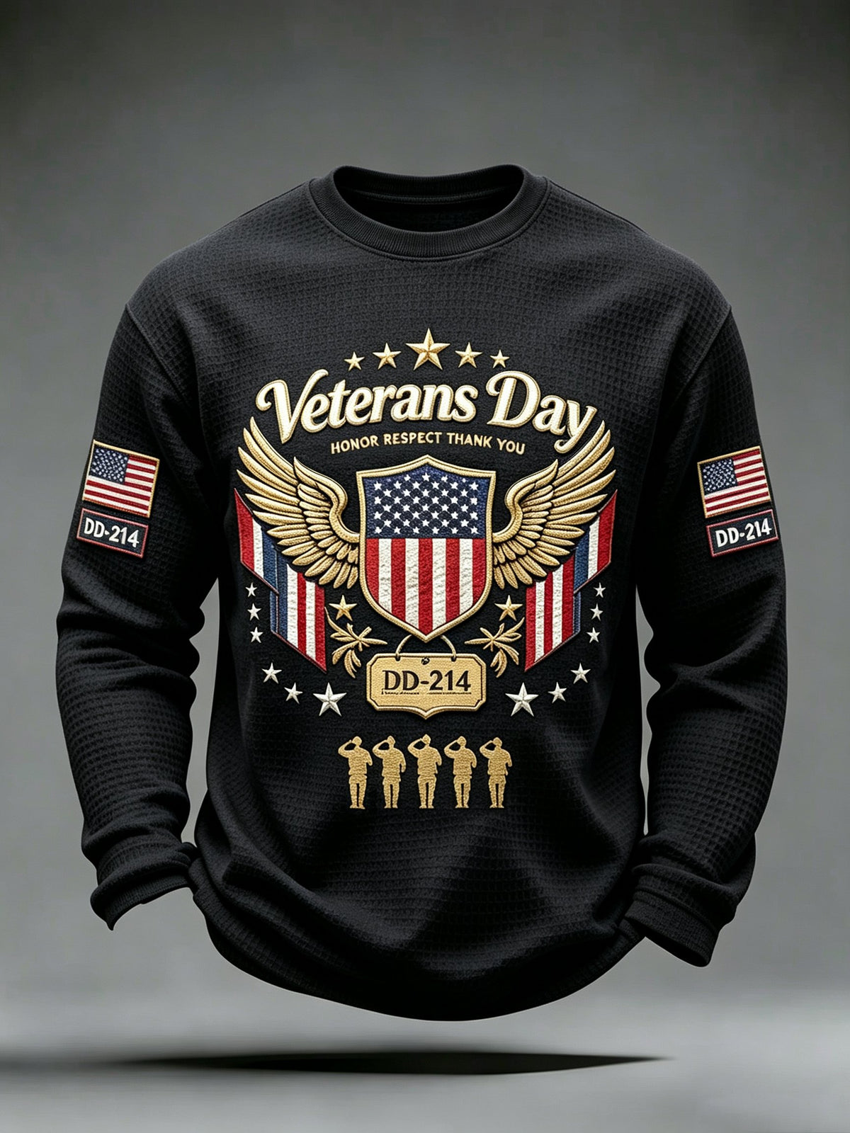 Men's Veterans Day Theme Waffle Long Sleeve T-Shirt