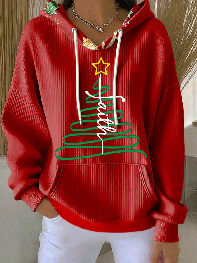Women's Casual Print Long Sleeve Hooded Sweatshirt