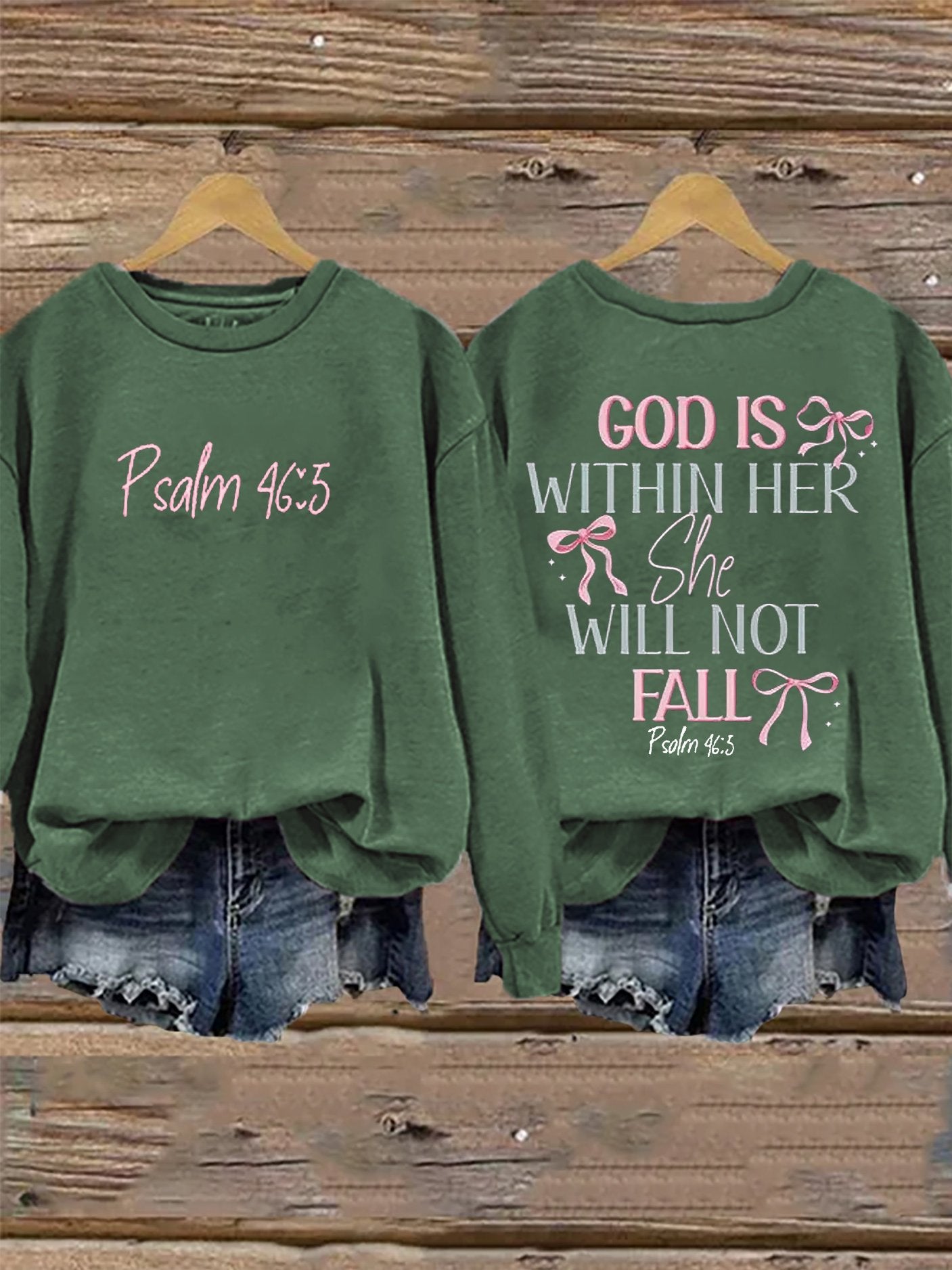 Retro God Is Within Her She Will Not Fall Psalms 46:5 Print Sweatshirt