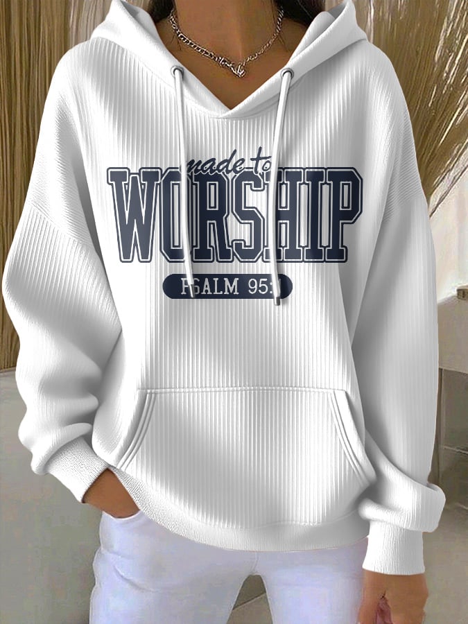 Women's Casual Print Long Sleeve Hooded Sweatshirt