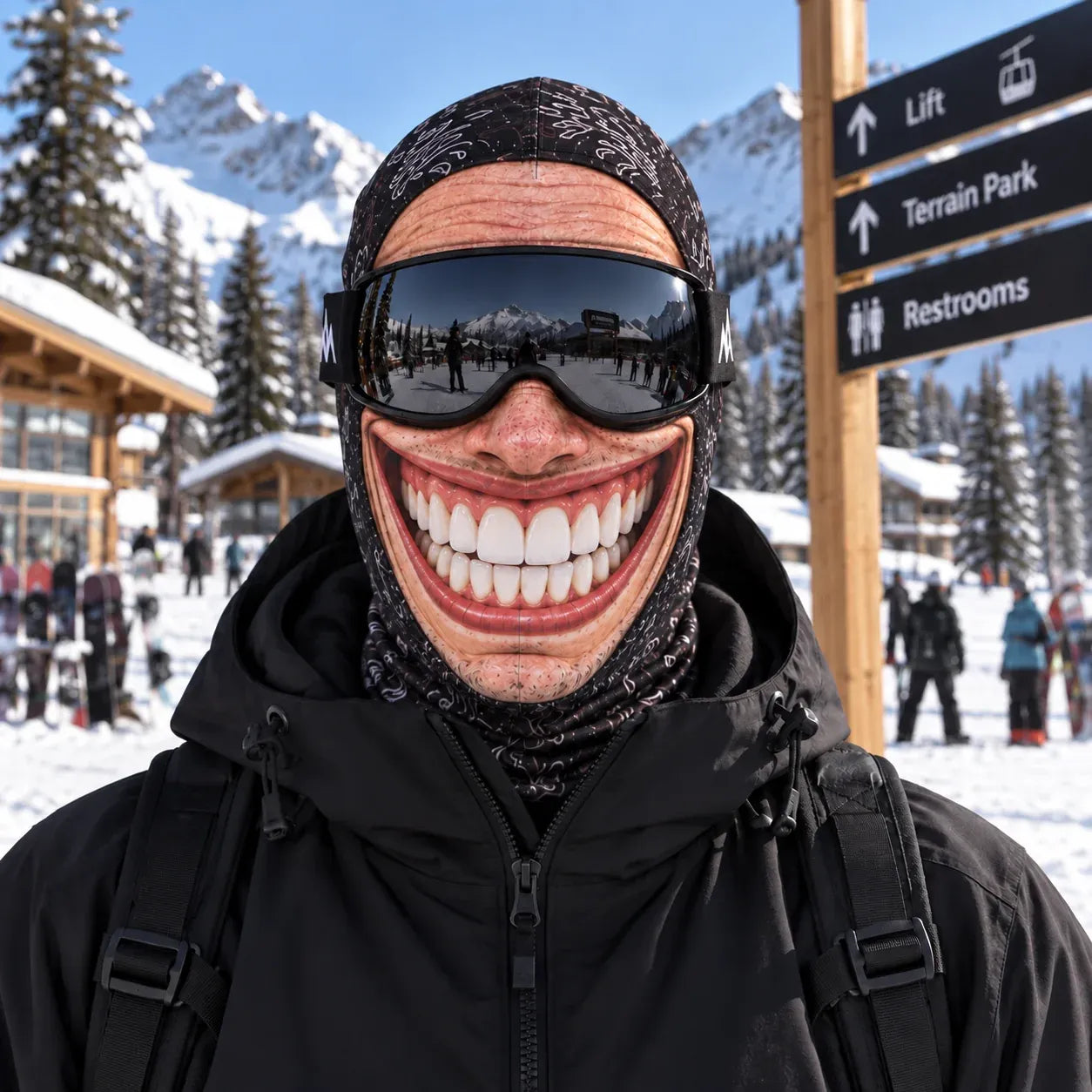 πΏ Realistic Face Balaclava β Funny Ski & Snowboard Mask for Cold Weather Adventures