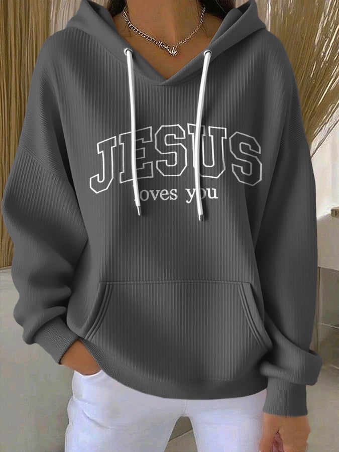 Women'S Casual Faith Print Hooded Sweatshirt