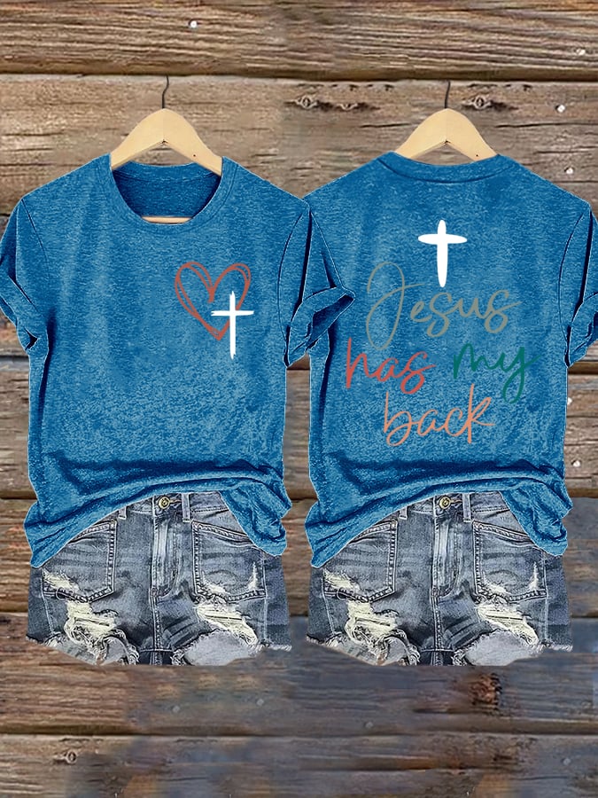 Women's Jesus Has My Back Print Shirt