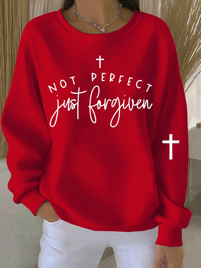 Not Perfect Just Forgiven Women'S Faith Art Print Sweatshirt