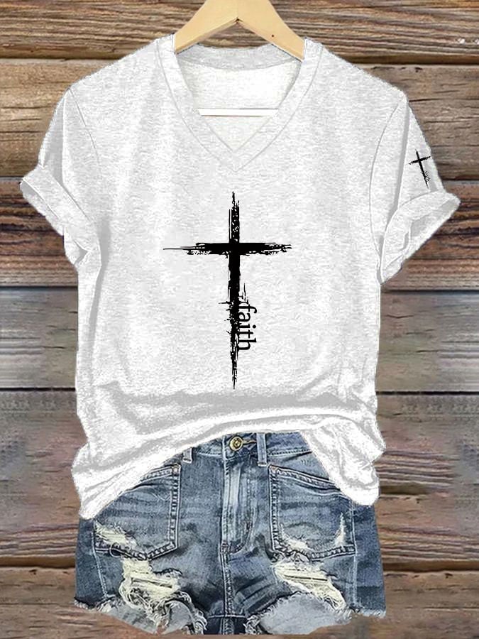 Women's Faith Cross Print T-Shirt
