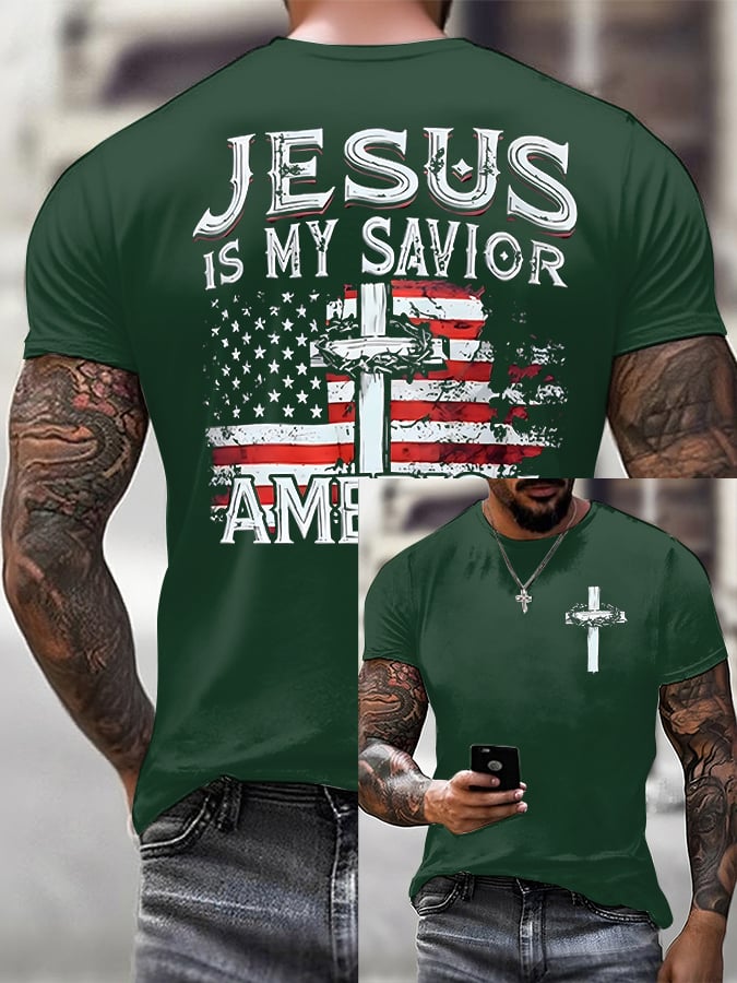 Men'S Casual Faith Jesus Is My Savior Short-Sleeved T-Shirt