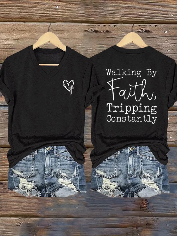 Women's Faith Cross Print T-Shirt