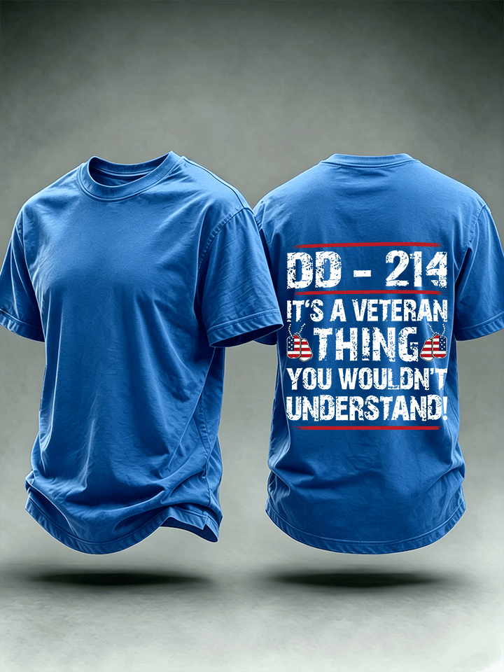 Men's DD-214 Veteran, American Flag Dog Tag T-Shirt