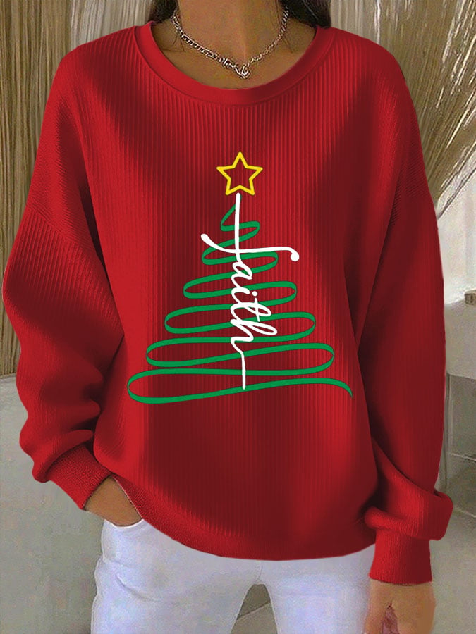 Women's Casual Print Long Sleeve Knit Top