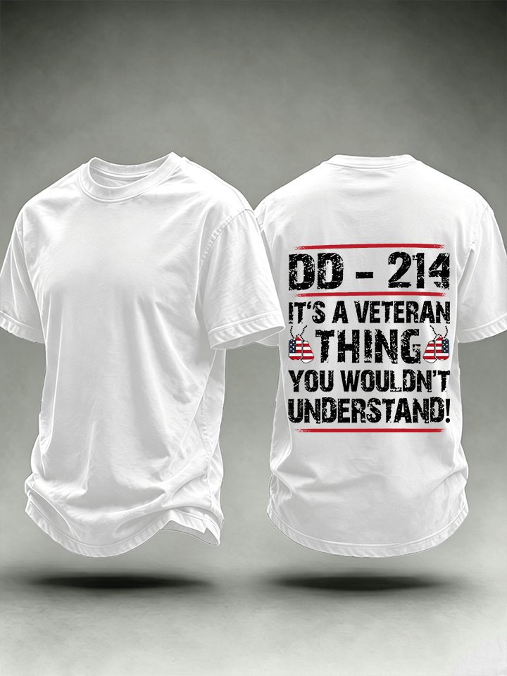 Men's DD-214 Veteran, American Flag Dog Tag T-Shirt