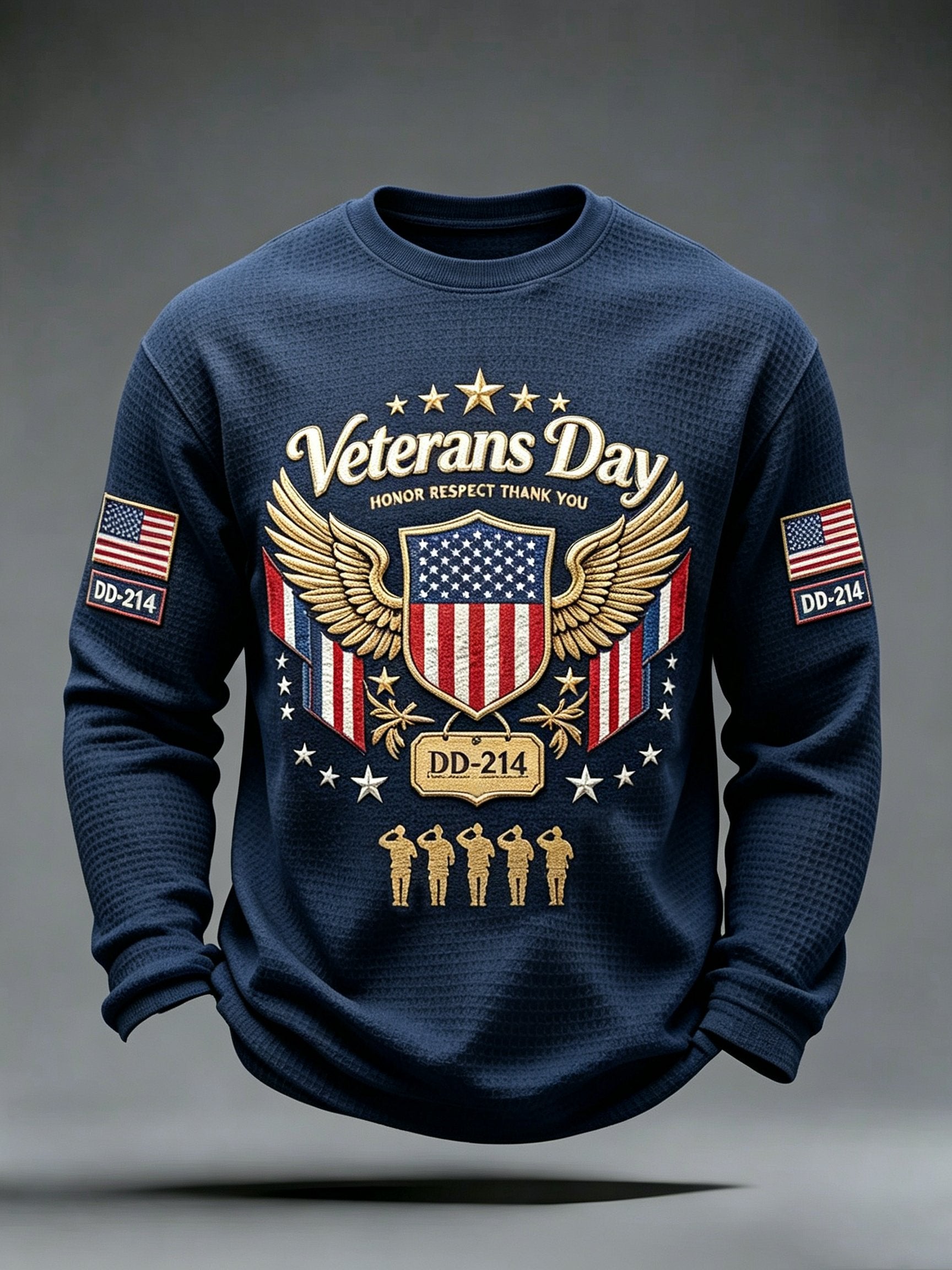 Men's Veterans Day Theme Waffle Long Sleeve T-Shirt