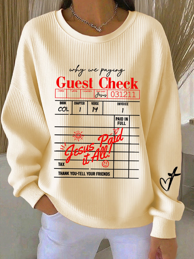 Women's Jesus Paid It All Faith Print Sweatshirt