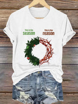 Women'S Casual Faith "The Joy Of Christmas Comes From Christ'S Sacrifice And Love" Short Sleeve T-Shirt