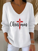 Women's Christmas Faith Print Casual Knitwear