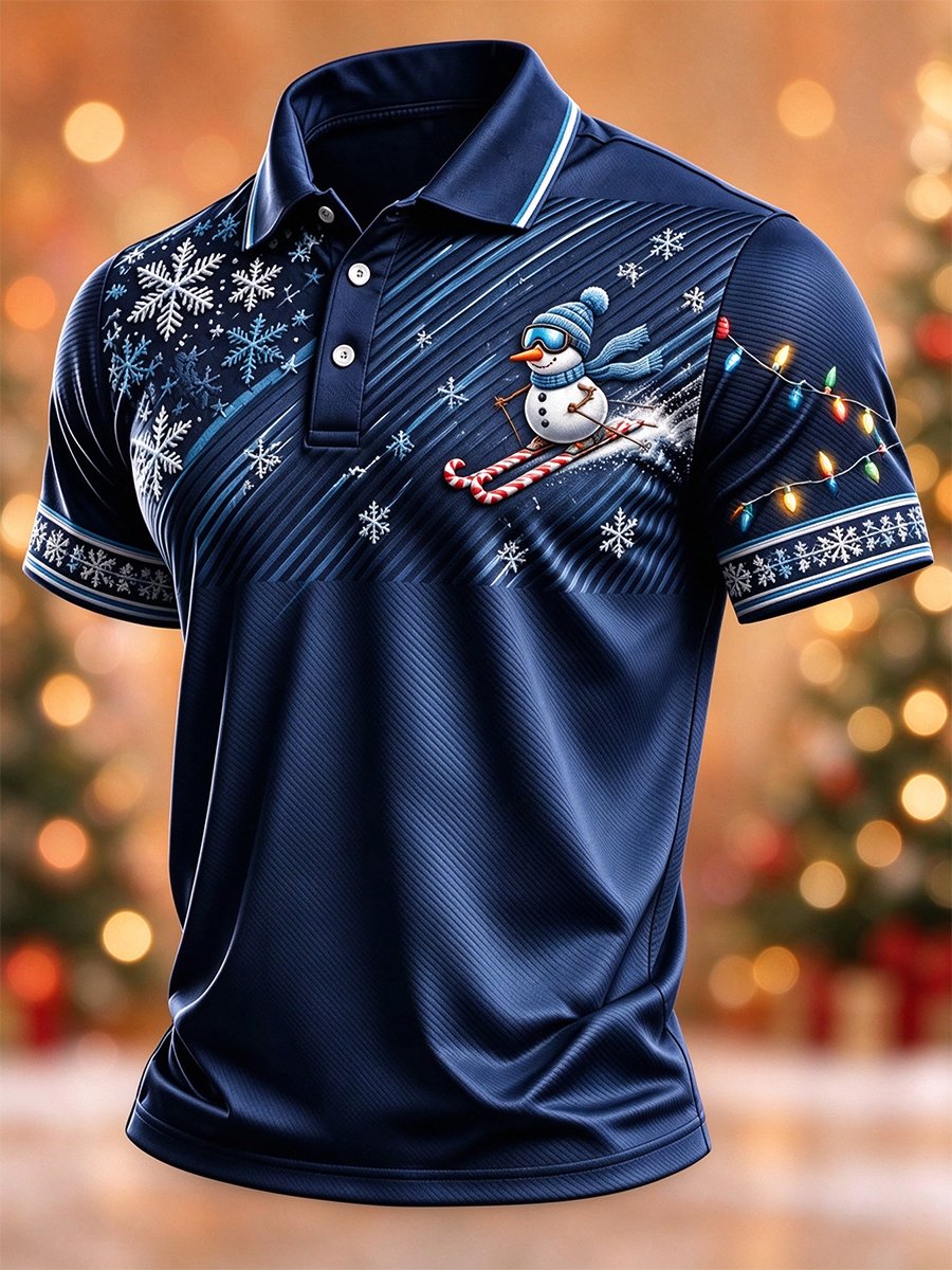 Men's Casual Christmas Short-Sleeve Polo Shirt