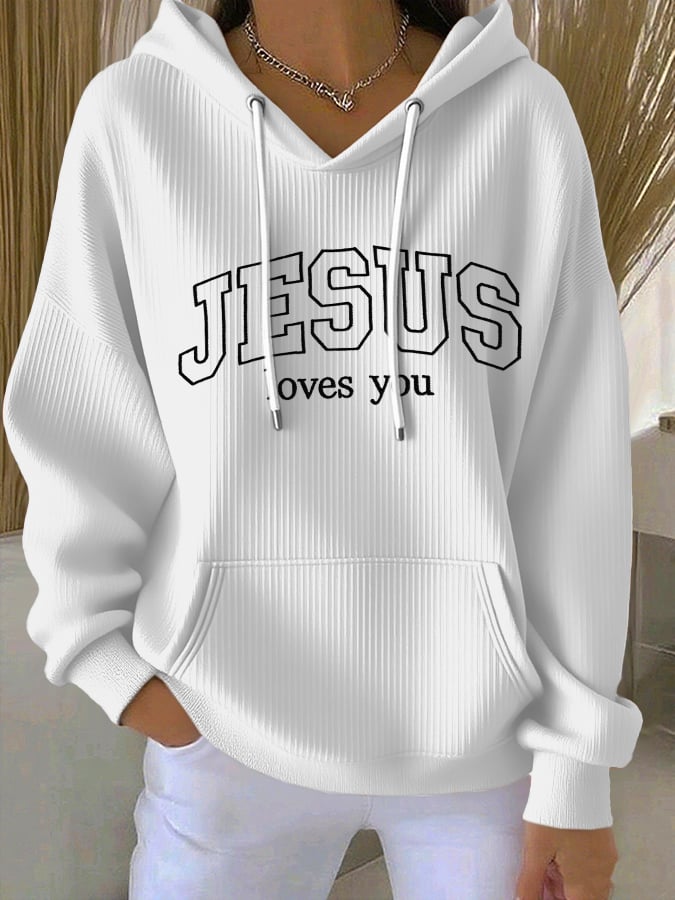 Women'S Casual Faith Print Hooded Sweatshirt
