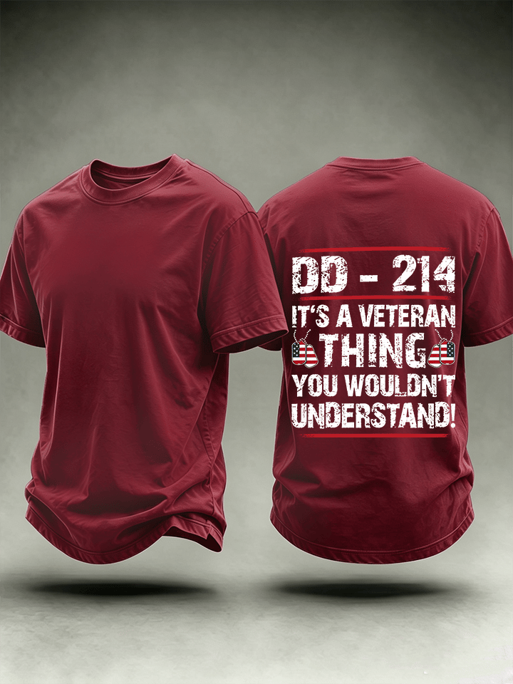 Men's DD-214 Veteran, American Flag Dog Tag T-Shirt