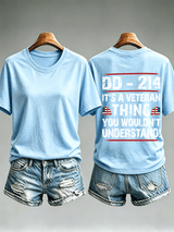 Women's DD-214 Veteran, American Flag Dog Tag T-Shirt