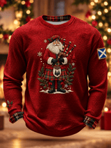Men's Scottish Christmas Claus Waffle Long Sleeve T-Shirt