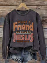 Women'S Casual Jesus Is A Best Friend Print Sweatshirt