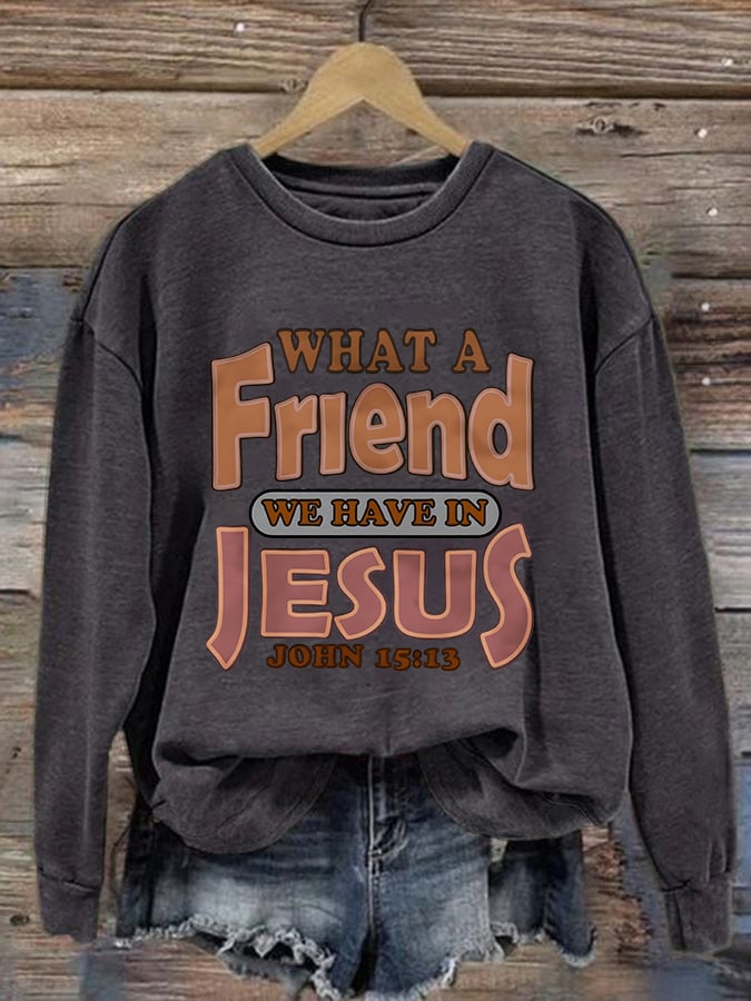 Women'S Casual Jesus Is A Best Friend Print Sweatshirt