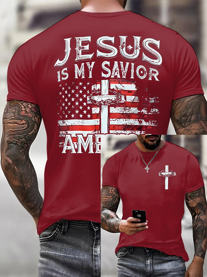 Men'S Casual Faith Jesus Is My Savior Short-Sleeved T-Shirt