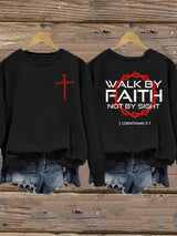 Women'S Casual Faith Print Sweatshirt