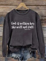 Women's God Is Within Her She Will Not Fall  Printed Casual Sweatshirt