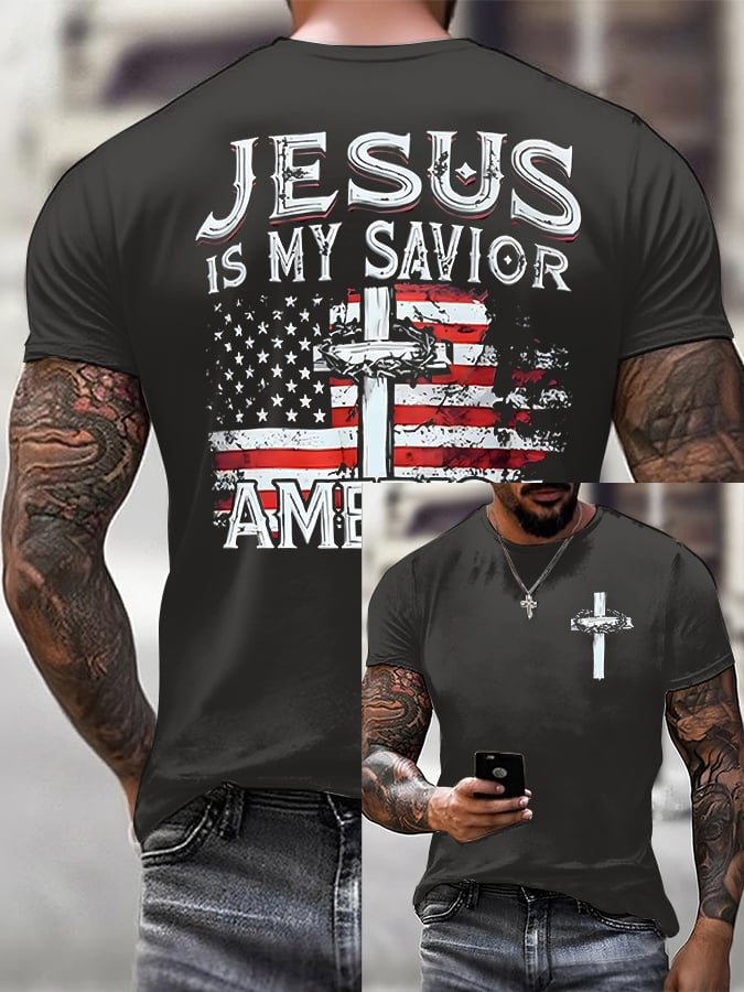 Men'S Casual Faith Jesus Is My Savior Short-Sleeved T-Shirt