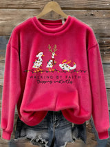 Women's Christmas Duck  Walking By Faith Tripping Constantly  Print Plush Sweatshirt