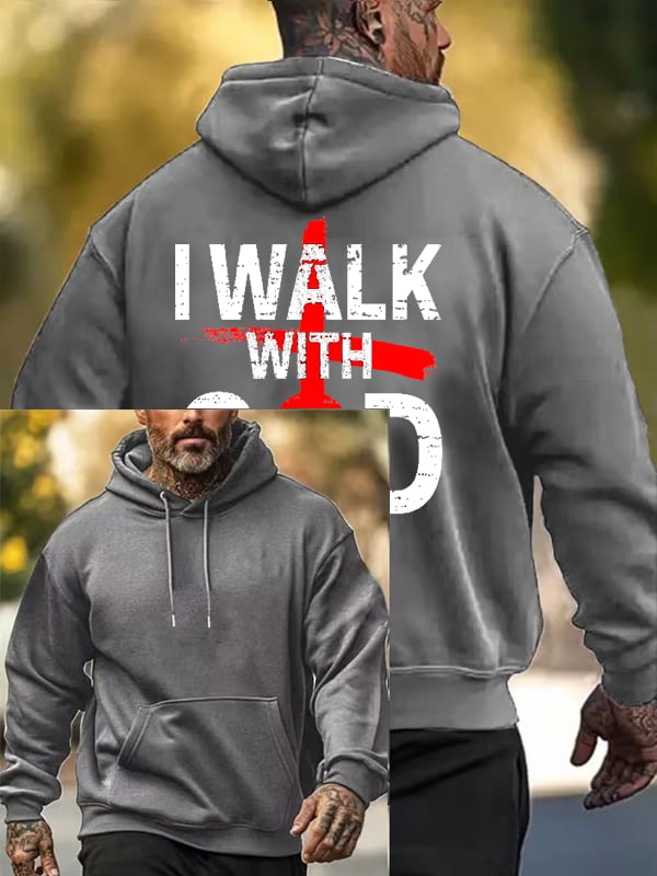 Men's Faith Print Long Sleeve Hooded Sweatshirt