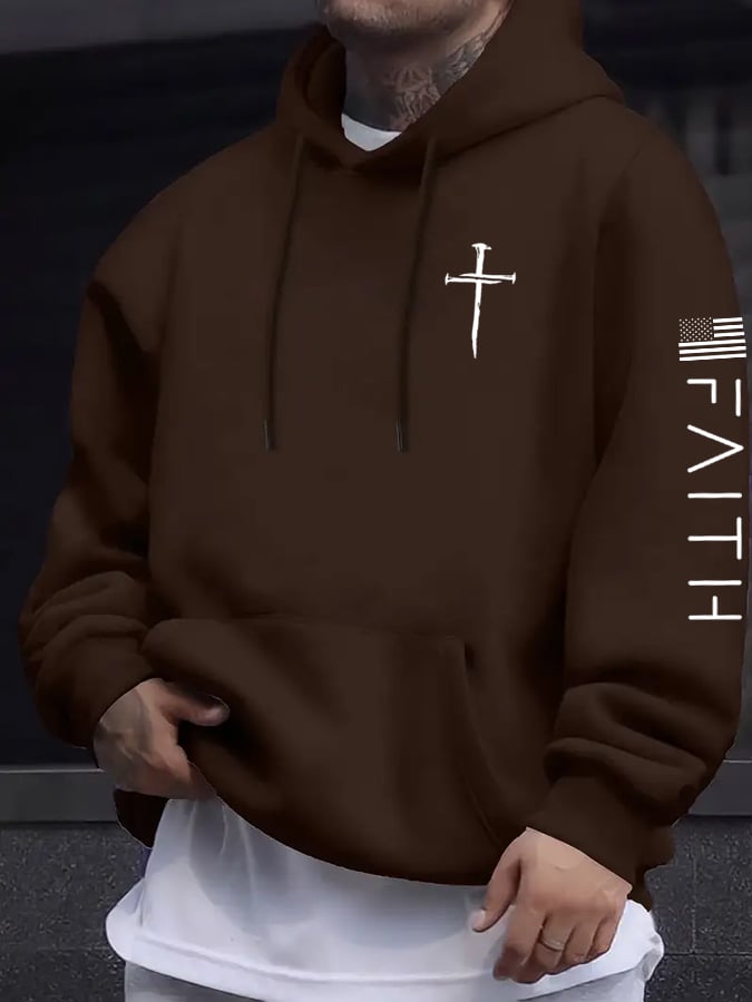 Men's Faith Cross Print Hoodie
