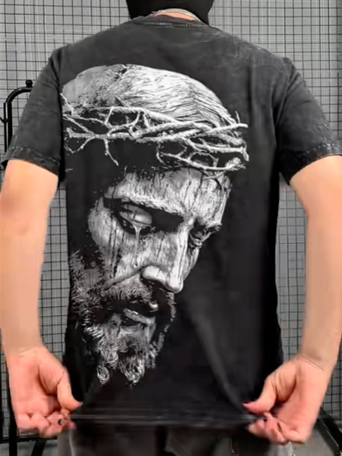 Men's Faith Cross Print Crew Neck T-shirt