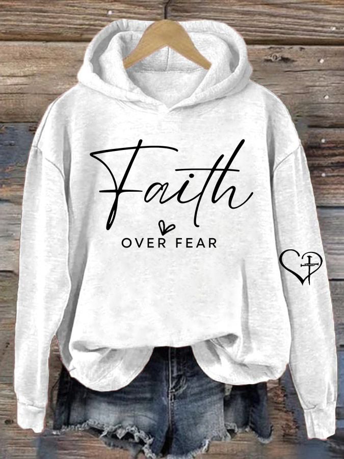 Women's Casual Faith Overcomes Fear Hoodie